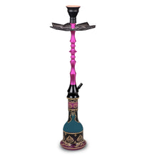 Load image into Gallery viewer, Purple hookah with lotus design tray by MOB Hookah