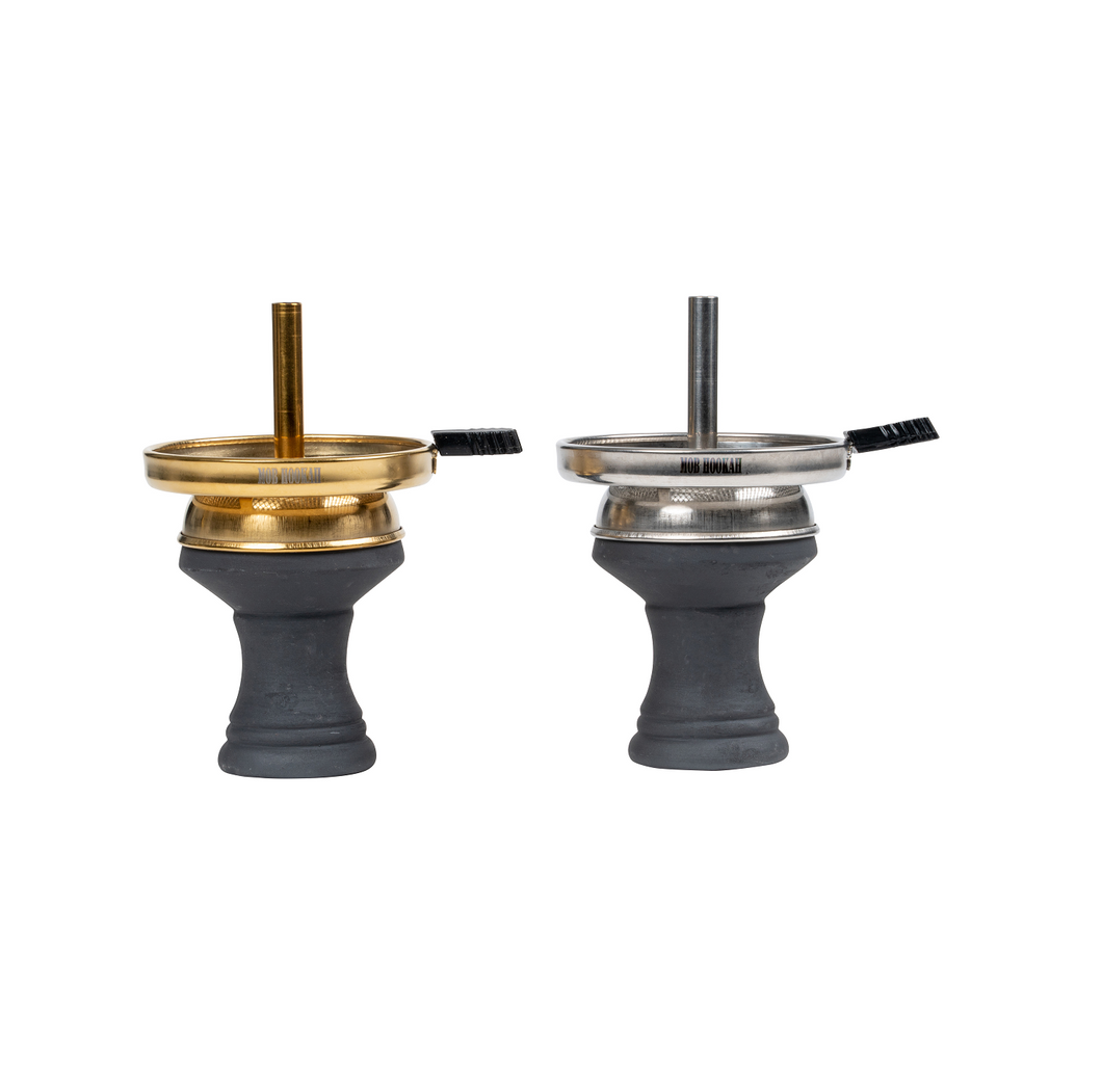 Grey base hookahs with Gold and Silver bowl by MOB Hookah